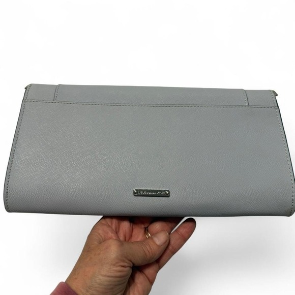 Rebecca Minkoff Light Blue Saffiano Zip Around Wallet Clutch
